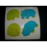 GREAT 7 Stickerabschnitt Fuzzy Stoff Filz Nilpferde Hippos Sticker 80er 90er 90er