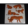 SANDYLION Stickerabschnitt Fuzzy Stoff Tiger Safari Tiere Sticker 80er 90er