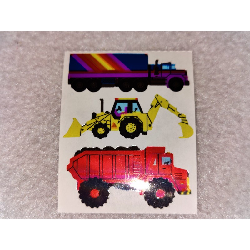 SANDYLION Stickerabschnitt Metallic Mylar Baustelle Fahrzeuge Bagger LKW Sticker 80er 90er