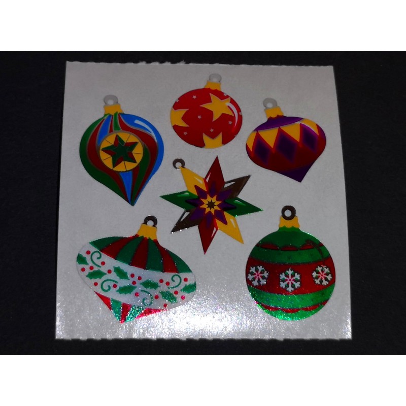 SANDYLION Stickerabschnitt Metallic Mylar Holo Christbaumkugeln Weihnachten X-Mas Sticker 80er 90er