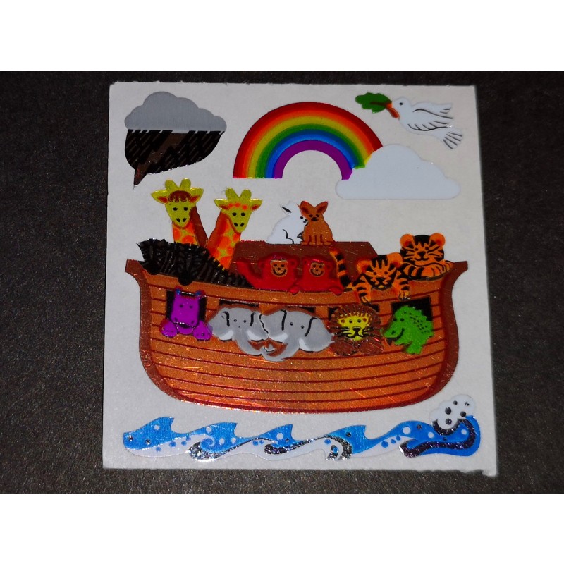 SANDYLION Stickerabschnitt Metallic Mylar Arche Noah Tiere Sticker 80er 90er