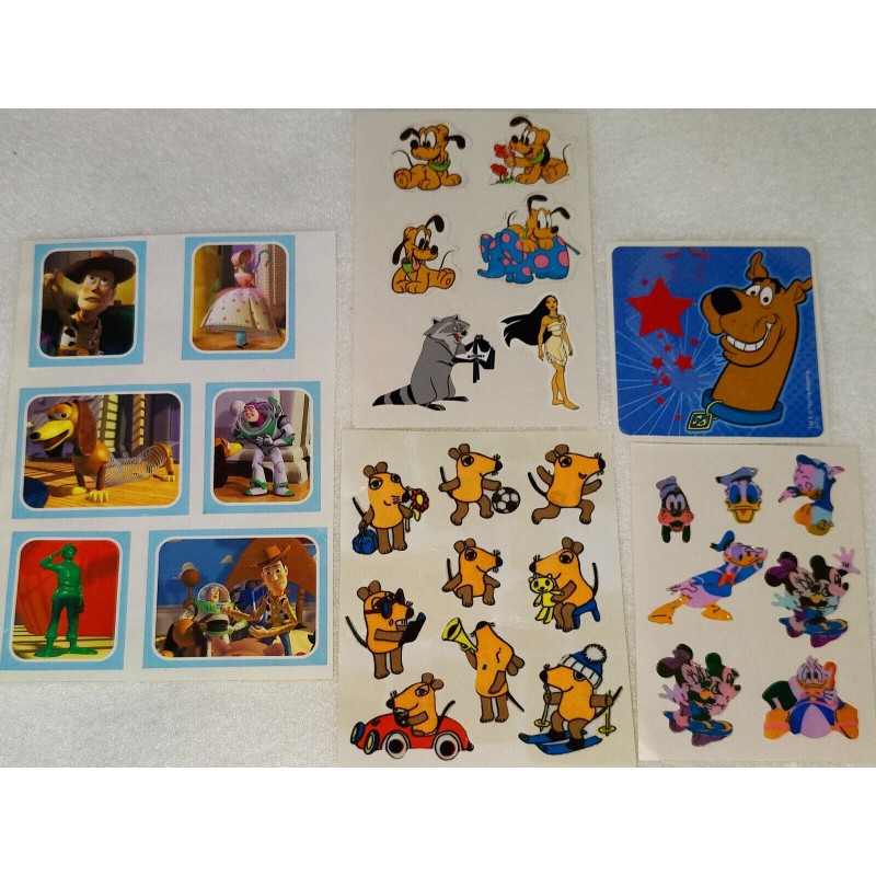 Sandylion BSB ZDesign Great 7 Sticker Set BIG MAXI Fuzzy Neon Pearly Sendung mit der Maus Scooby Toy Story Mickey 80er 90er