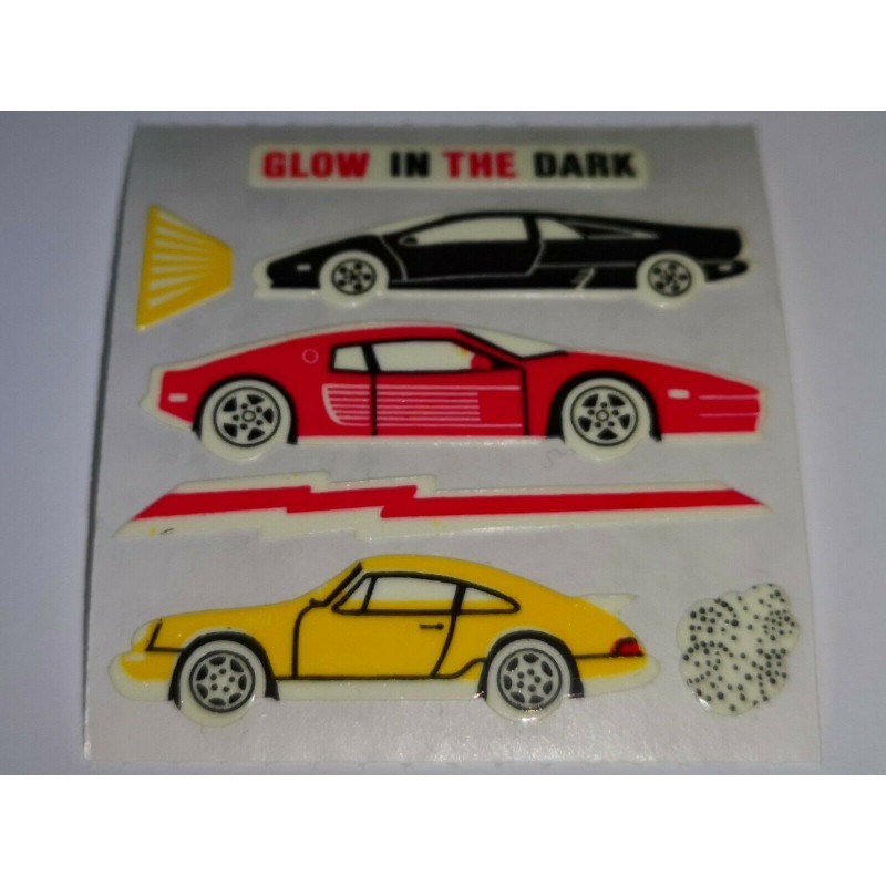 SANDYLION Stickerabschnitt Glow in the Dark Autos Rennwagen Sticker 80er 90er