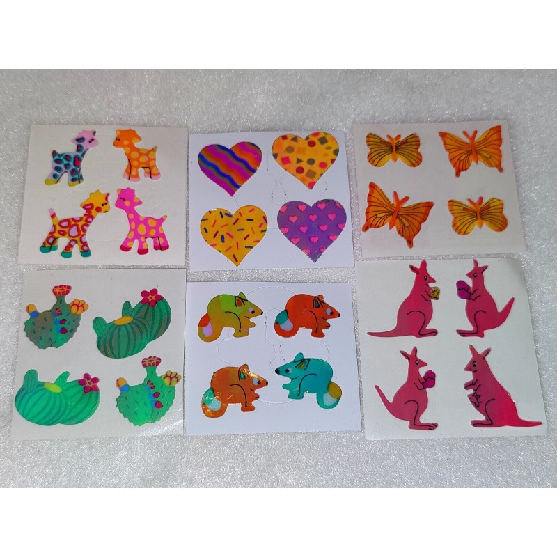 Sticker Set Sandylion ZDesign Great 7 BSB Pearly Glanz Mäuse Herzen Giraffen Schmetterling 80er 90er