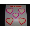 SANDYLION Stickerabschnitt Glow in the Dark Herzen Hearts Sticker 80er 90er