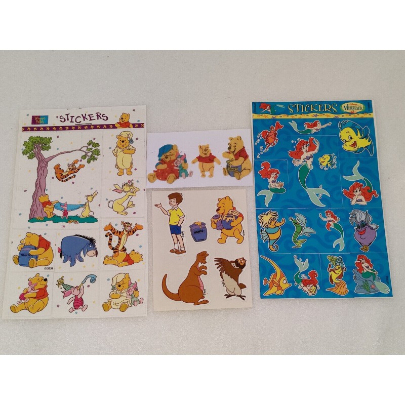 Sandylion BSB ZDesign Great 7 Introduct Sticker Set Fuzzy Glitzer Disney Winnie Pooh Arielle 80er 90er