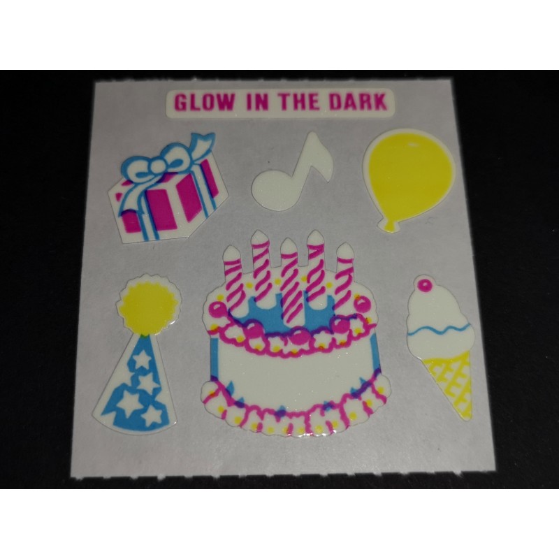 SANDYLION Stickerabschnitt Glow in the Dark Birthday Geburtstag Party Sticker 80er 90er