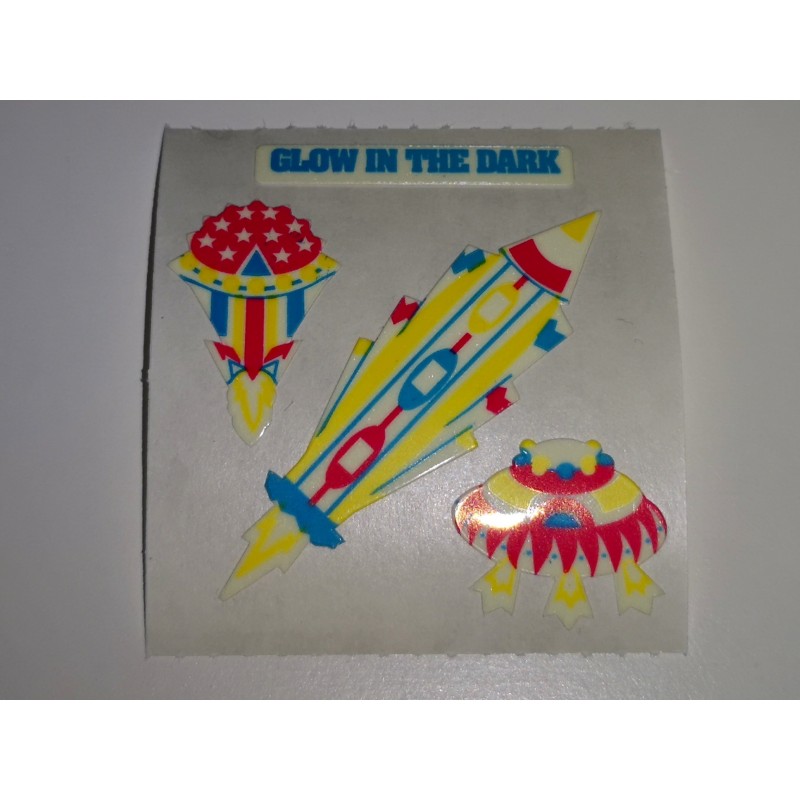 SANDYLION Stickerabschnitt Glow in the Dark Ufos Rakete Ufo Sticker 80er 90er