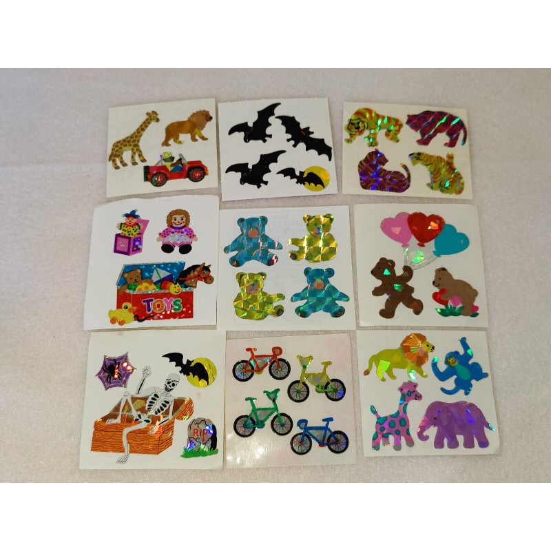 Sticker Set Sandylion ZDesign Great 7 BSB BIG Prismatic Prisma Glitzer Holo Bären Fahrräder Toys Fledermaus 80er 90er