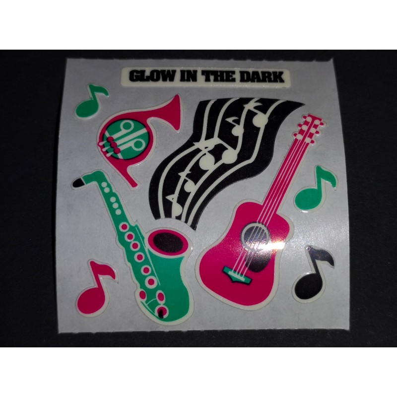 SANDYLION Stickerabschnitt Glow in the Dark Musik Instrumente Music Sticker 80er 90er