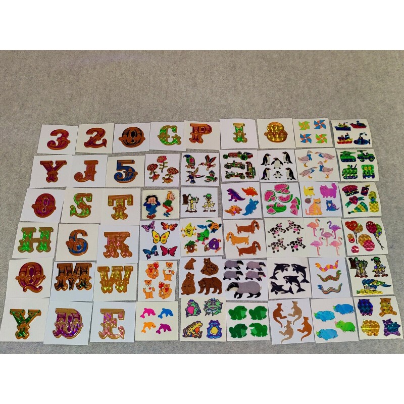 54 Abschnitte Sticker Sandylion ZDesign Great 7 BSB Fuzzy Pearly Prisma Glitzer Holo Tiere Dachs Max & Moritz 80er 90er