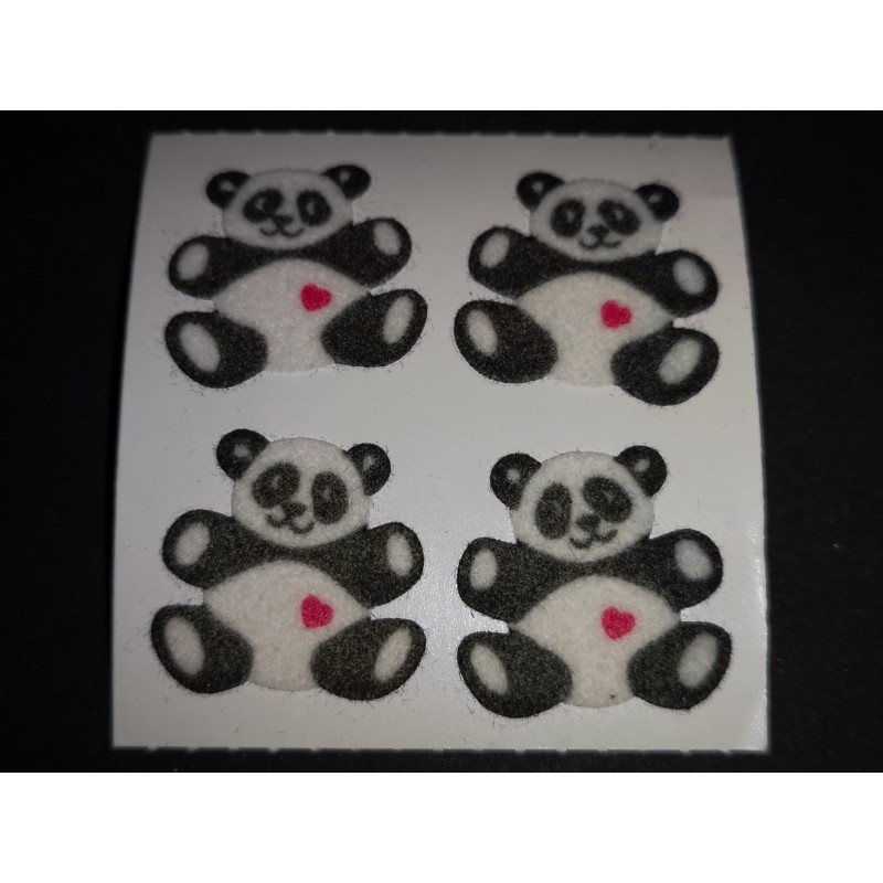 SANDYLION Stickerabschnitt Fuzzy Stoff Filz Pandabären Herz Panda Bär 90er