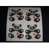 SANDYLION Stickerabschnitt Fuzzy Stoff Filz Pandabären Herz Panda Bär 90er