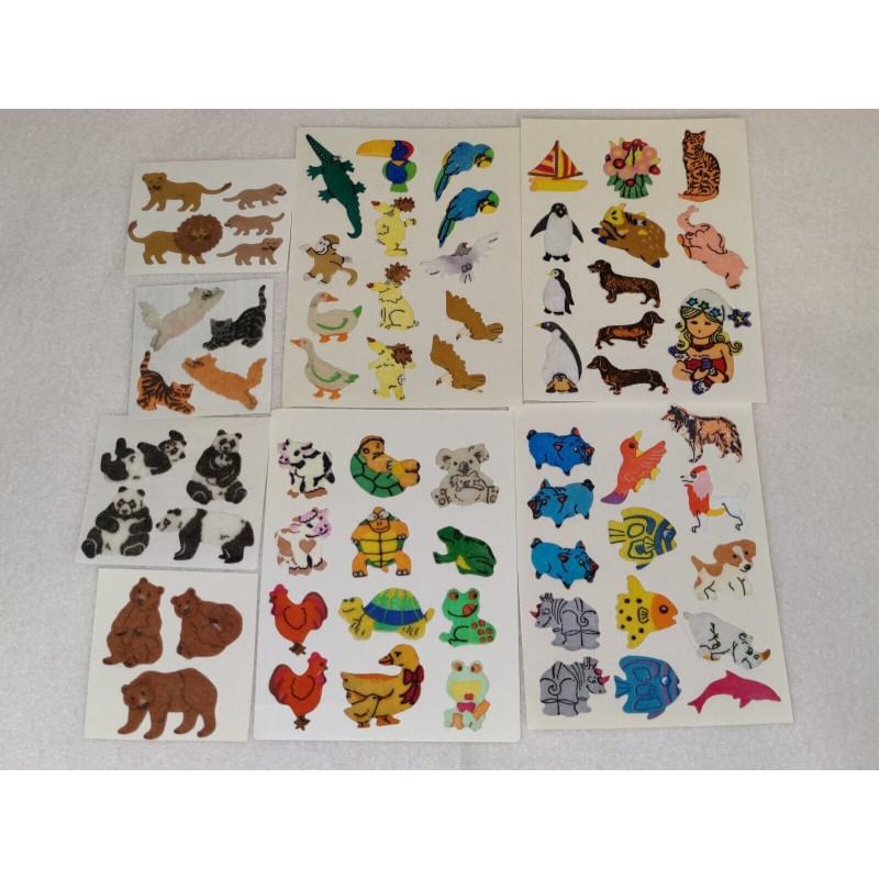 Sticker Set Stickerabschnitte Sandylion ZDesign Great 7 BSB Fuzzy Stoff Bären Katzen Tiere 80er 90er