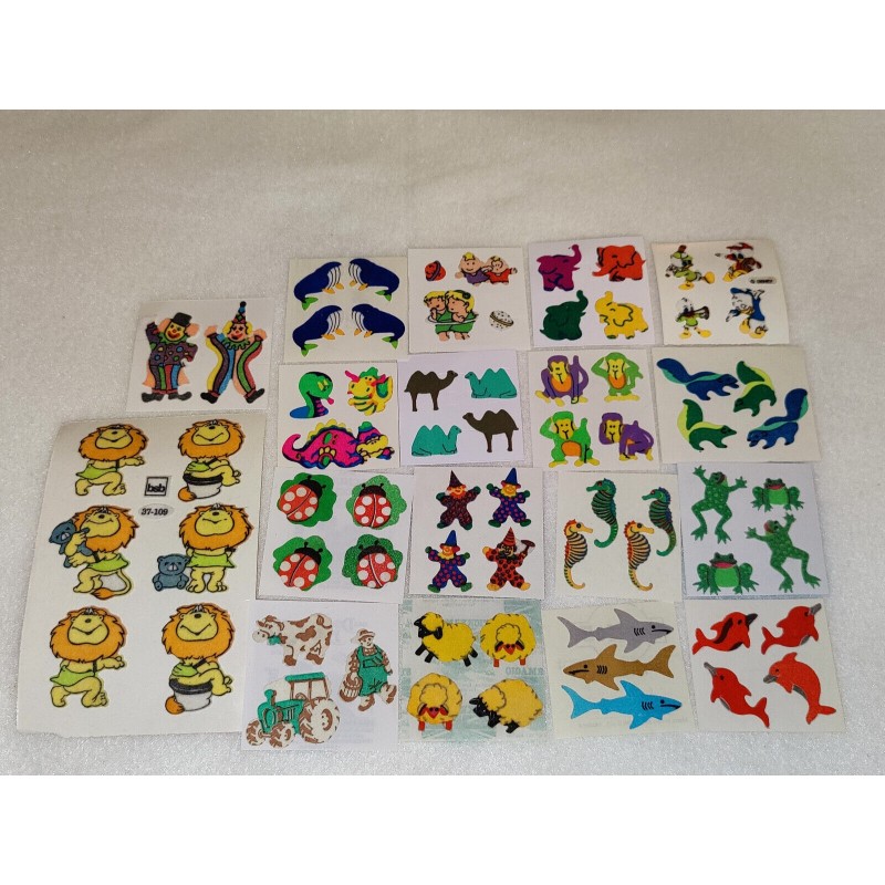 18 Stickerabschnitte Sandylion ZDesign Great 7 BSB Fuzzy Stoff Schnecken Seepferdchen Löwen Hai Sticker Set 80er 90er