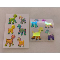 Sandylion Sticker Set Puffy Pearly Glanz Giraffen bunt Regenbogen RARITÄT 80er 90er