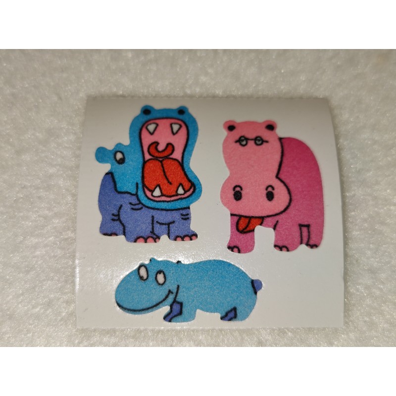 GREAT 7 ZDesign Stickerabschnitt Fuzzy Stoff Filz Nilpferd Hippo bunt Sticker 80er 90er 90er