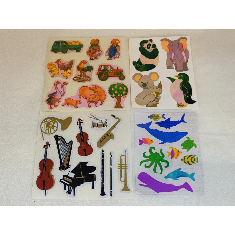 Sandylion ZDesign Great 7 BSB Stickermagic Sticker Set Maxi Pearly Mylar Metallic Holo Farm Fische Tiere Musik 80er 90er