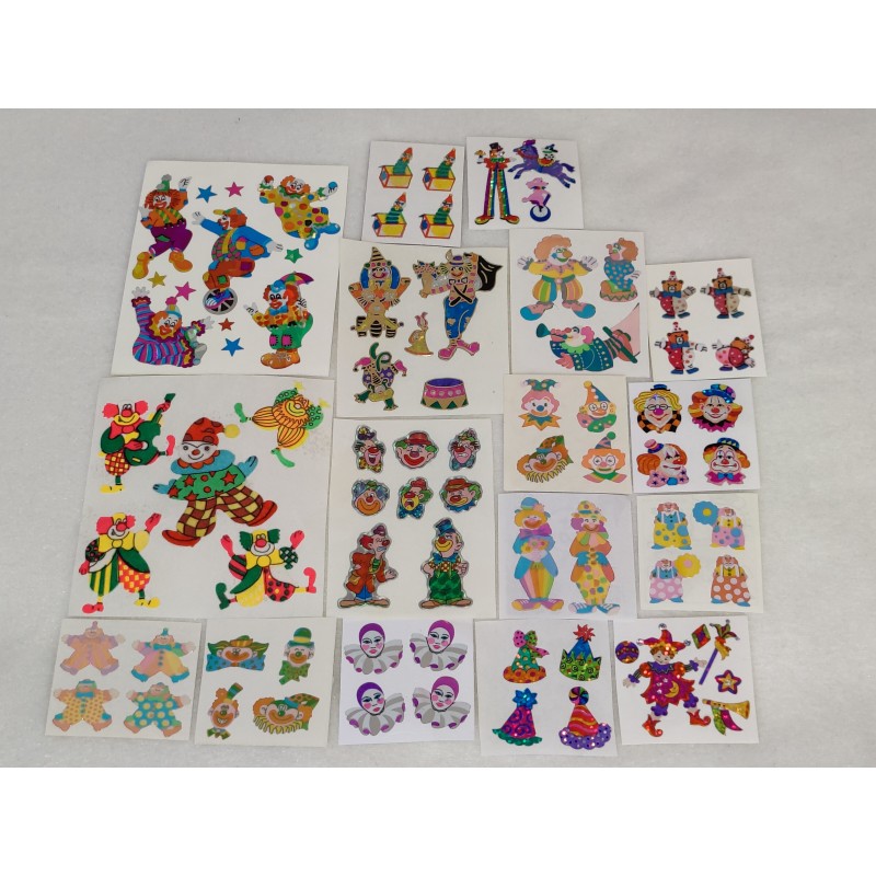 Sticker Set Sandylion ZDesign Great 7 BSB Stickermagic Fuzzy Stoff Pearly Prisma Clowns Zirkus Harlekin Clown 80er 90er