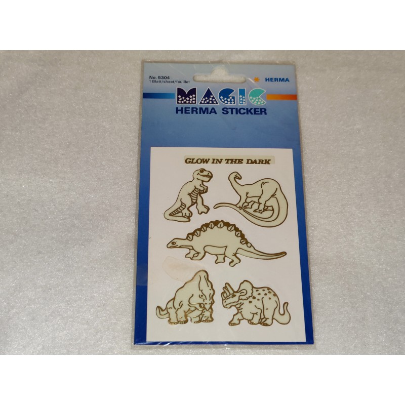 HERMA MAGIC Sticker OVP Leuchtsticker Glow in the Dark Dinosaurier Dinos Dino Sticker 80er 90er BSB Stickermagic