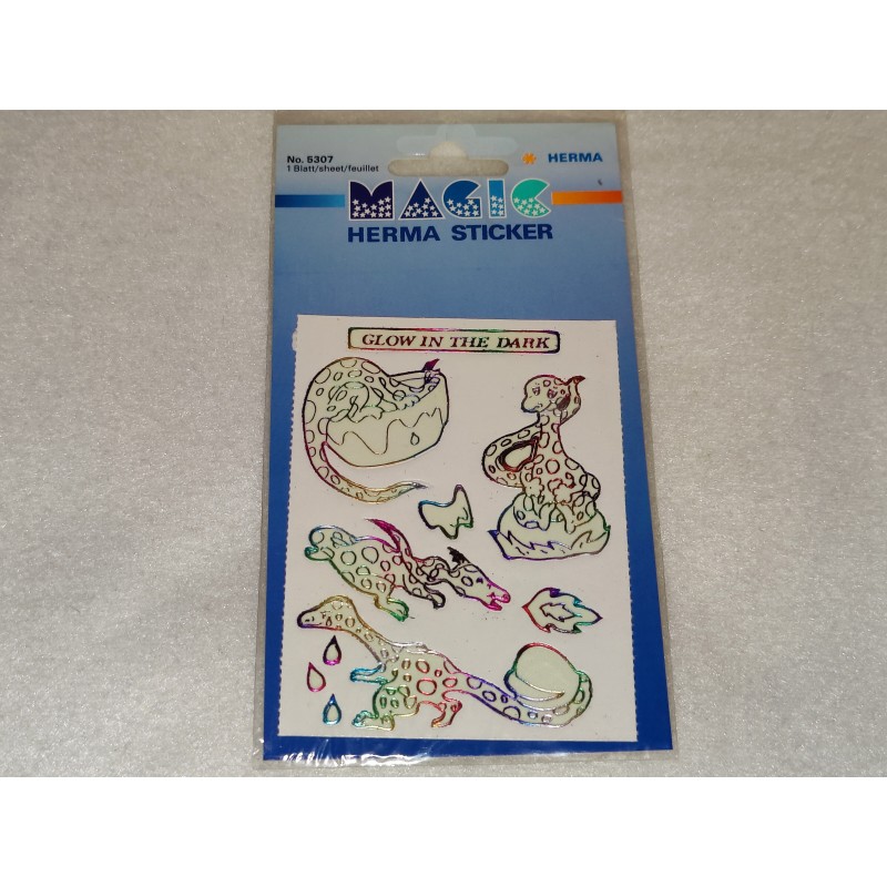 HERMA MAGIC Sticker OVP Leuchtsticker Glow in the Dark Regenbogen Drachen Dinos Sticker 80er 90er BSB Stickermagic