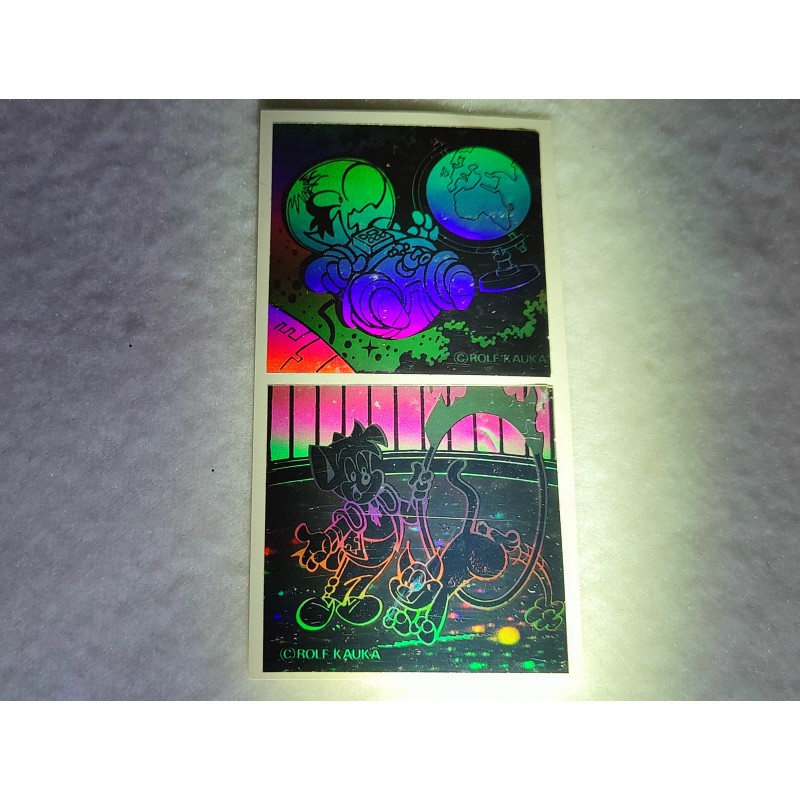 2 x RARITÄT Sticker 3D Holographisch Holo Fix & Foxi Comic Lupo 80er 90er Stickerabschnitt