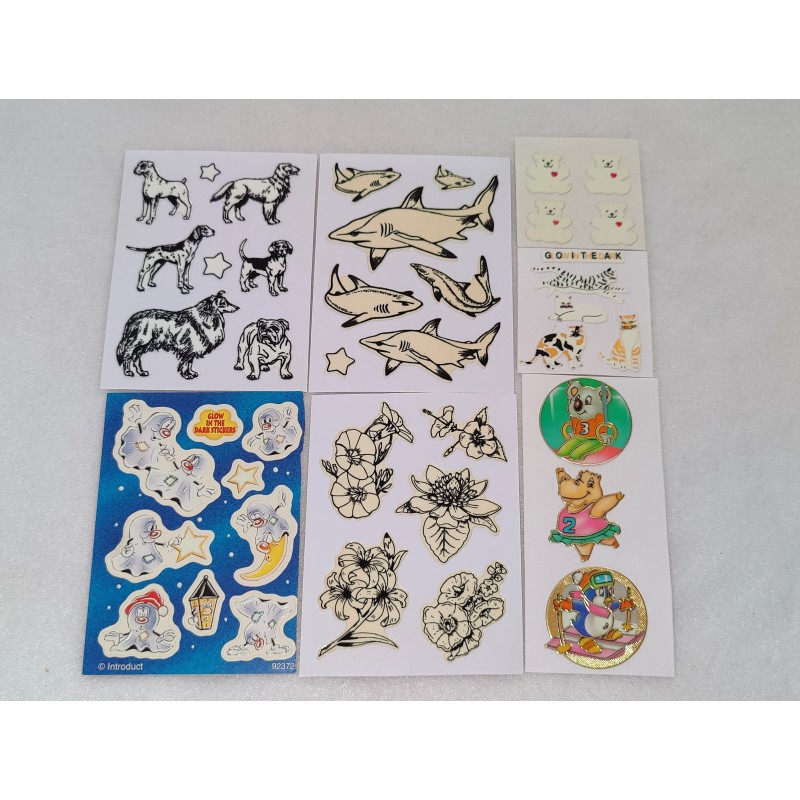 Sandylion ZDesign BSB Sticker Set Gold Glow in the Dark Hai Blumen Katzen 90er Stickerabschnitt