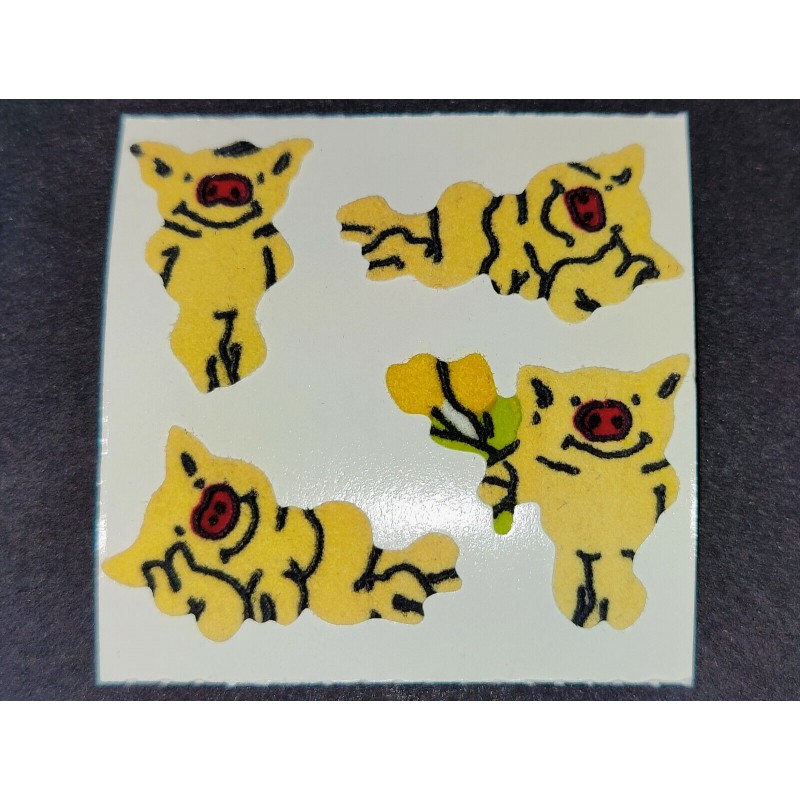 BSB Stickerabschnitt Fuzzy Stoff Filz Schweine Tiere Pig 90er