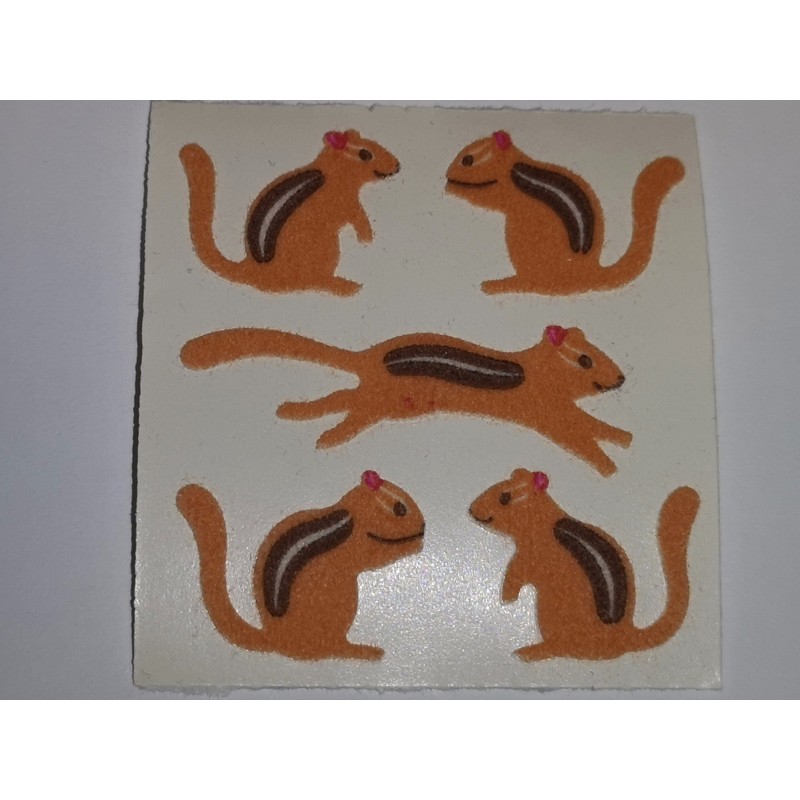 SANDYLION Stickerabschnitt Fuzzy Stoff Filz Streifenhörnchen Eichhörnchen Chipmunk 90er