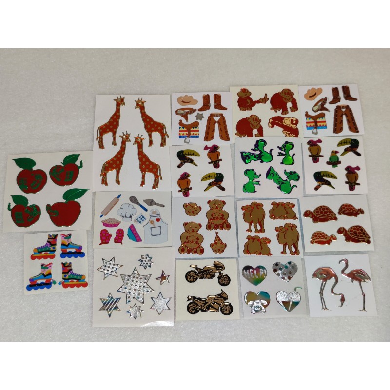 17 x Sticker Set Sandylion ZDesign Great 7 BSB Holo BIG Metallic Mylar Holo Gold Silberrrand Tiere Mäuse 80er 90er