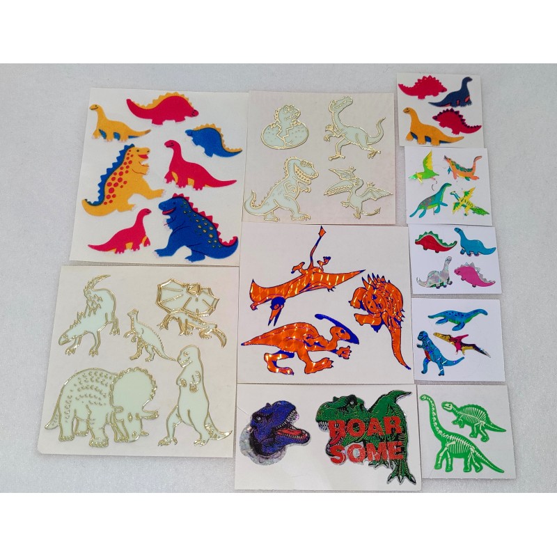 Sticker Set Sandylion ZDesign Great 7 BSB Maxi BIG Glow in the Dark Fuzzy Samt Prisma Pearls Dinos Dinosaurier 80er 90er