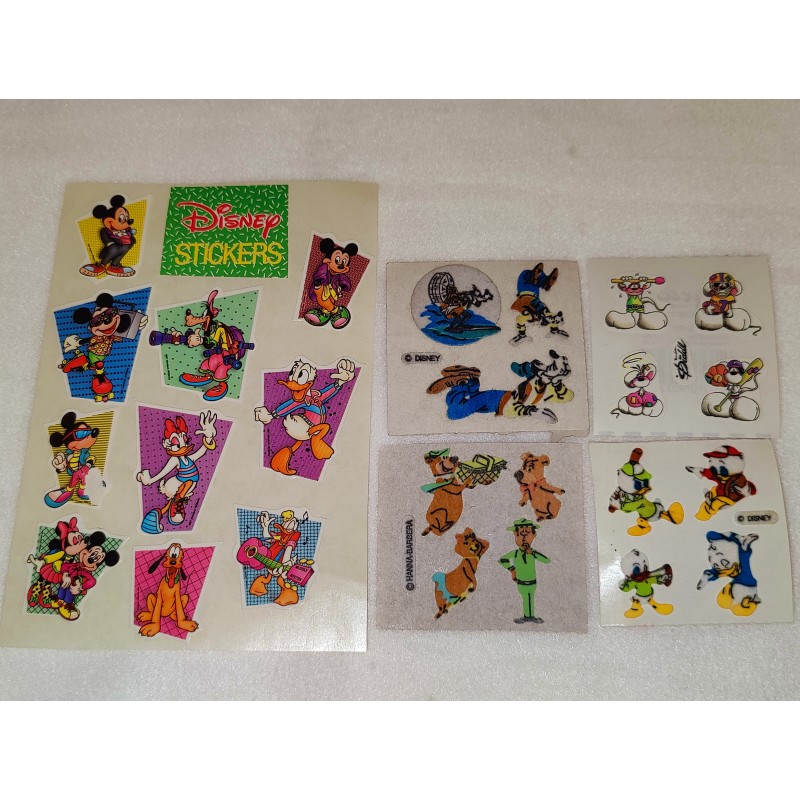 BSB ZDesign Stickerabschnitte Disney Fuzzy Stoff Filz Tick Trick Track Yogi Bär Diddl Pluto Sticker 80er 90er