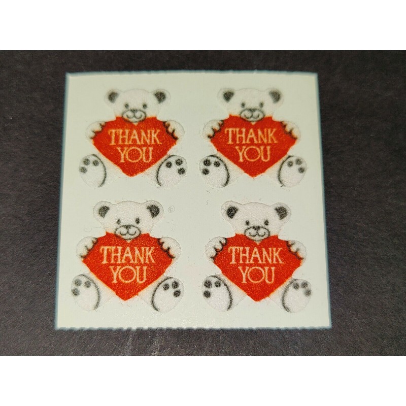 GREAT 7 Stickerabschnitt Fuzzy Stoff Filz THANK YOU Bären Herz Bär 90er