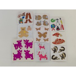 Sticker Set Sandylion ZDesign Great 7 BSB Holo BIG Metallic Mylar Silber Goldrand Hunde Stinktier Schmetterling Bären80er 90er