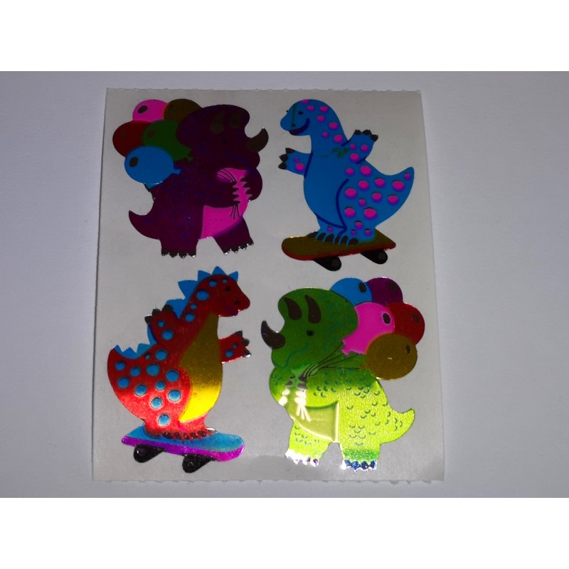 SANDYLION Stickerabschnitt Metallic Mylar Skater Dinos Dinosaurier Sticker 80er 90er