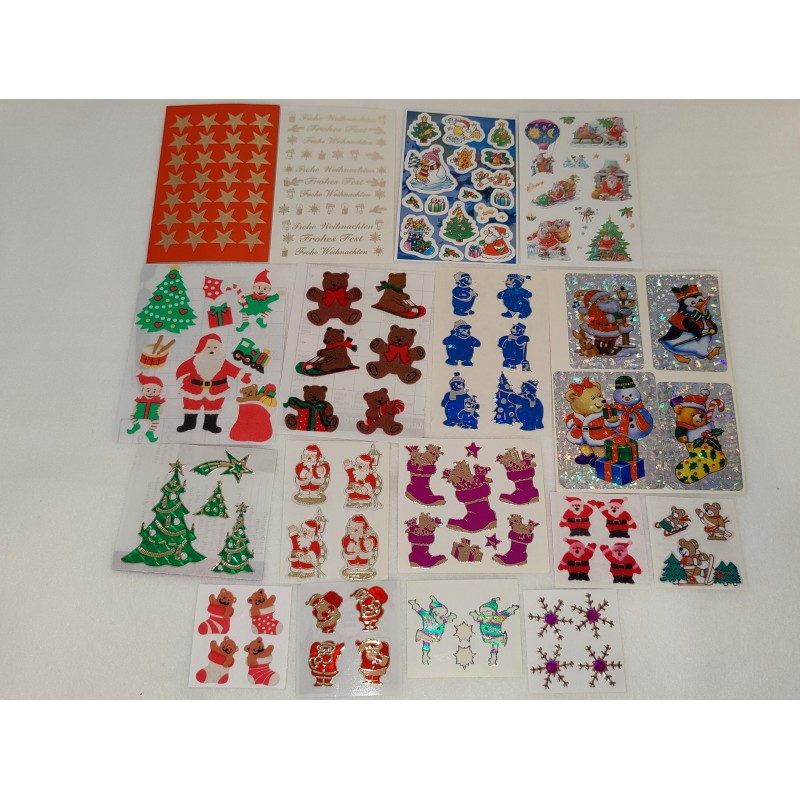 Sticker Set Sandylion ZDesign Great 7 BSB BIG Microglitter Mylar Prisma Fuzzy Pearly X-Mas Weihnachten Gold Santa 80er 90er