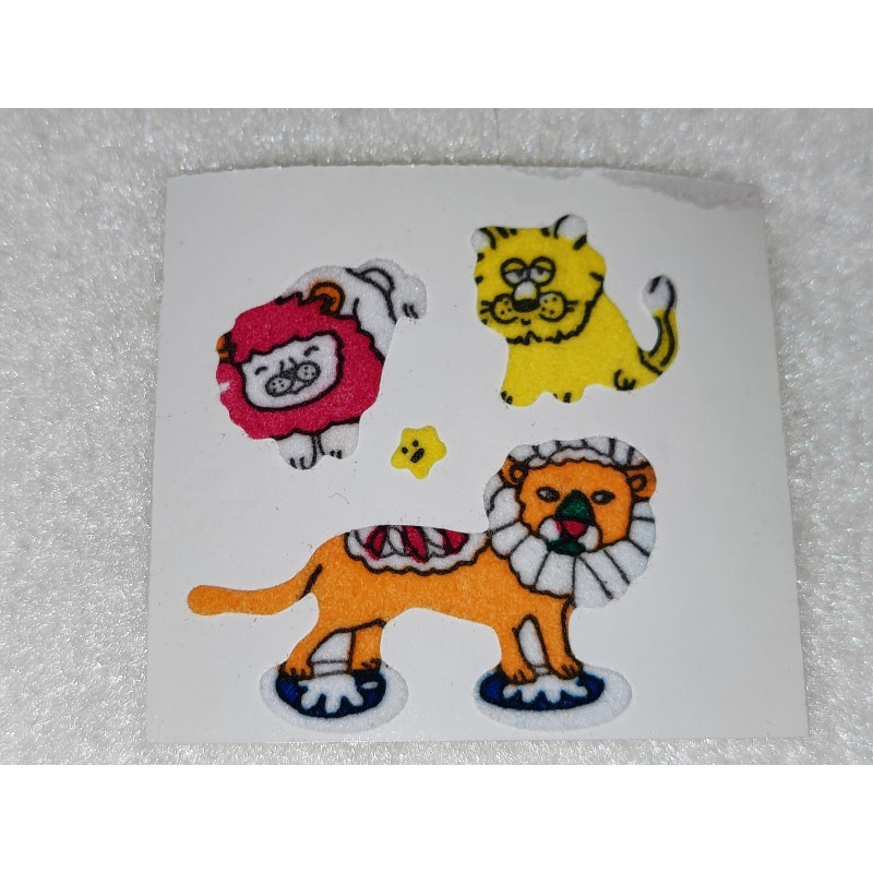 GREAT 7 ZDesign Stickerabschnitt Fuzzy Stoff Filz Samt Löwen Tiger Zirkus Sticker 80er 90er 90er