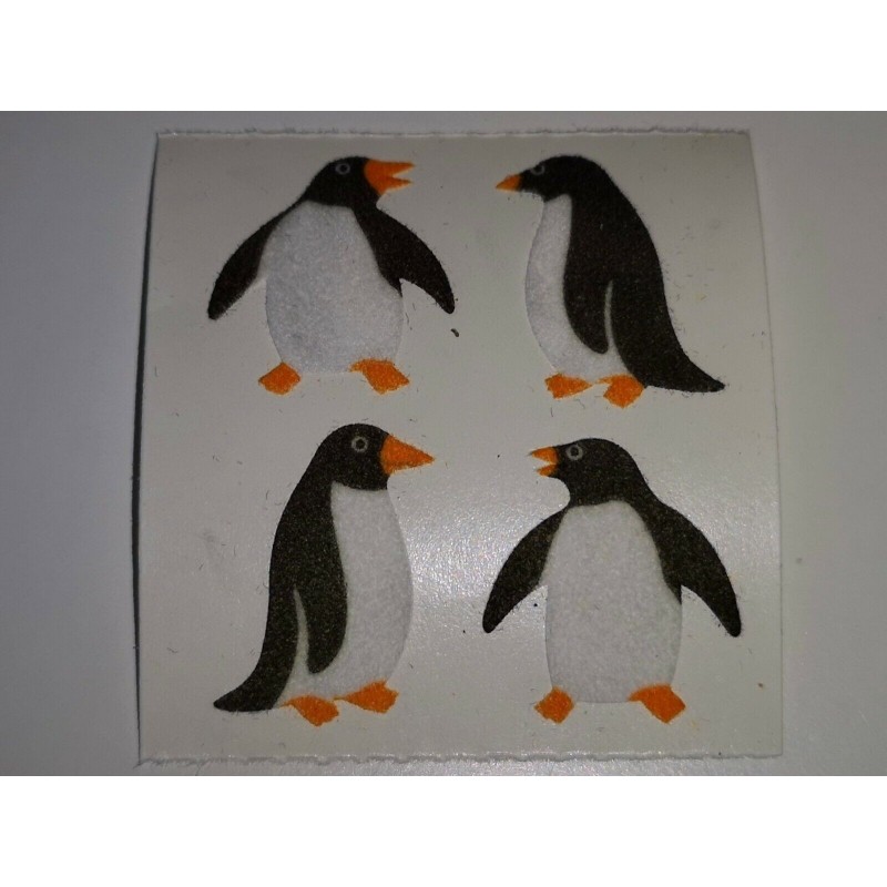 SANDYLION Stickerabschnitt Fuzzy Stoff Filz Pinguine Penguins 90er