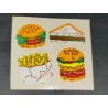 STICKERMAGIC Stickerabschnitt Fuzzy Stoff Fast Food Fries Burger brown back 90er