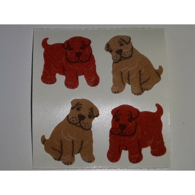 SANDYLION Stickerabschnitt Fuzzy Stoff Hund Möpse Mops Hunde 90er