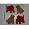 SANDYLION Stickerabschnitt Fuzzy Stoff Hund Möpse Mops Hunde 90er