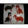 SANDYLION Stickerabschnitt Fuzzy Stoff Hund Collie Hunde 90er