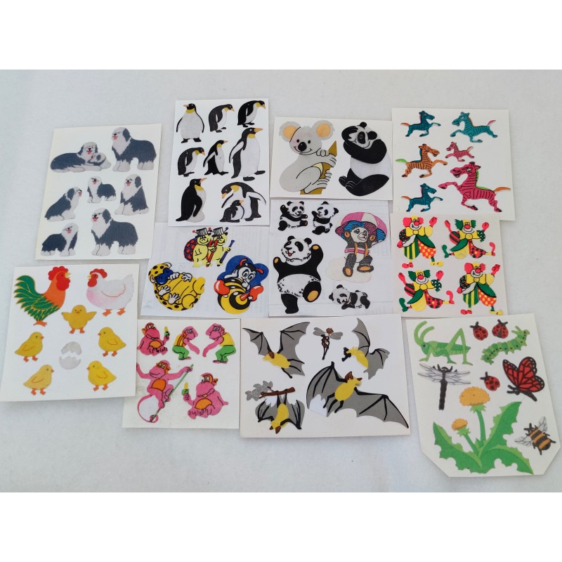 11x Sandylion ZDesign BSB Sticker Set BIG MAXI Fuzzy Stoff Filz Tiere Fledermaus Pinguin Panda 80er 90er