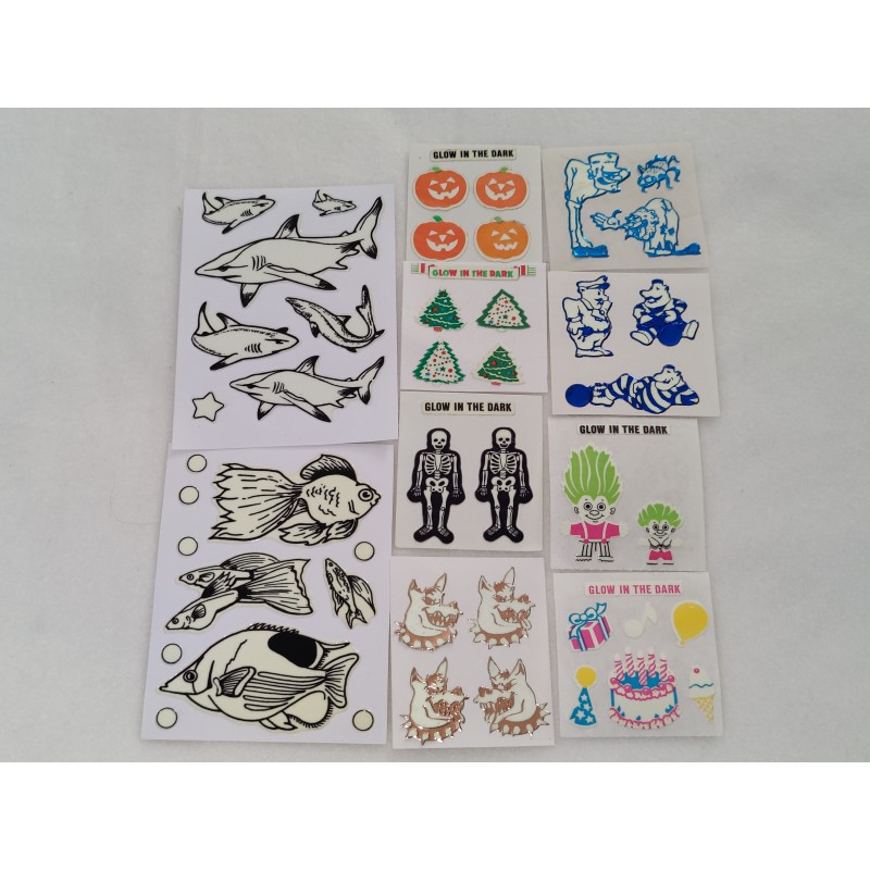 Sandylion ZDesign BSB Sticker Set Glow in the Dark BIG MAXI Fische Hai Goldrand 90er Stickerabschnitt