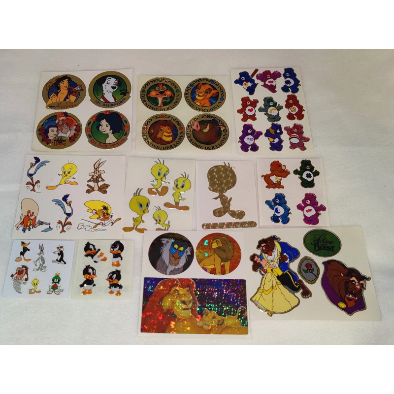 Sticker Set Sandylion BSB ZDesign Great7 Prisma Pearly Holo Looney Tweety Care Bears Disney Schöne & das Biest 80er 90er