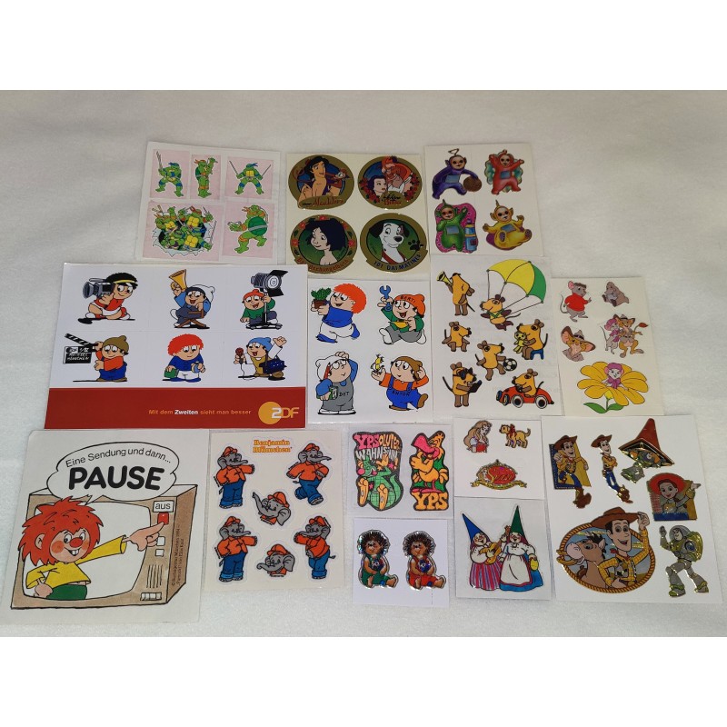 Sticker Set RAR Sandylion BSB ZDesign Fuzzy Prisma Pearly Disney Mainzel Mecki YPS David Kabauter Benjamin Toy Story Maus