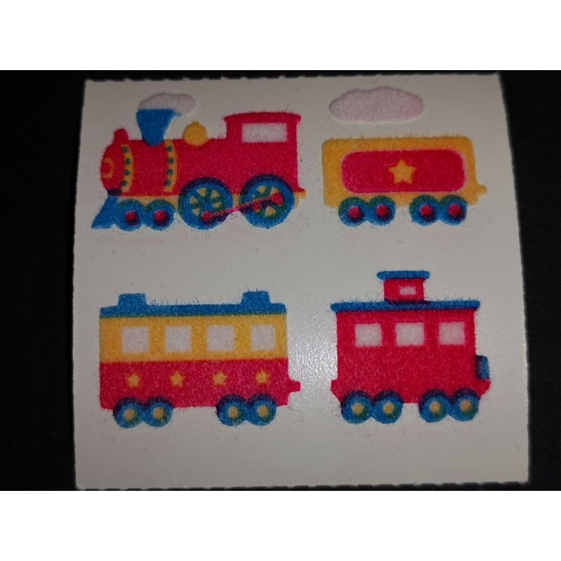 SANDYLION Stickerabschnitt Fuzzy Stoff Filz Eisenbahn Lokomotive 90er