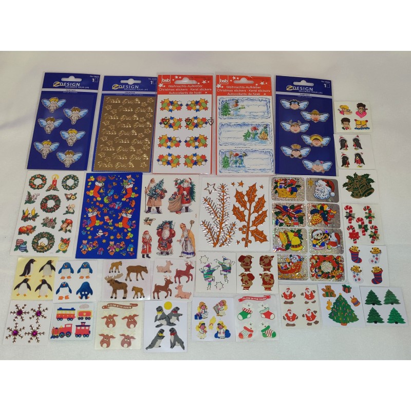 Sticker Set Sandylion ZDesign BSB BIG Microglitter Prisma Fuzzy X-Mas Weihnachten Gold Pinguin Schneemann Engel Santa 90er