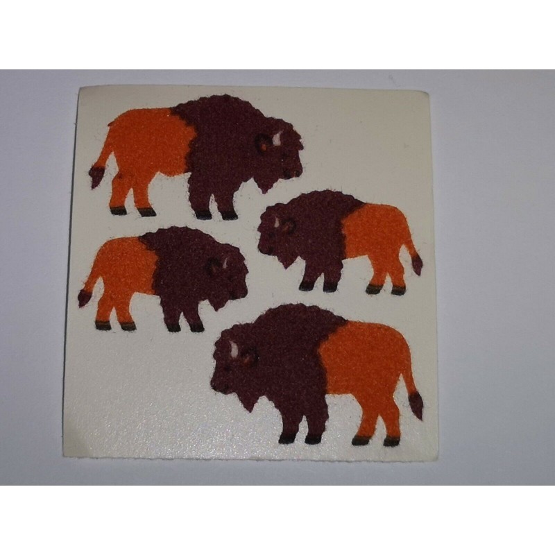 SANDYLION Stickerabschnitt Fuzzy Stoff Filz Bison Safari 90er