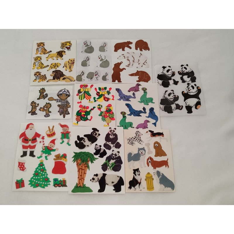 10x Sandylion ZDesign Great7 BSB Sticker Set BIG MAXI Fuzzy Filz Stoff Tiere Christmas Santa Panda 80er 90er